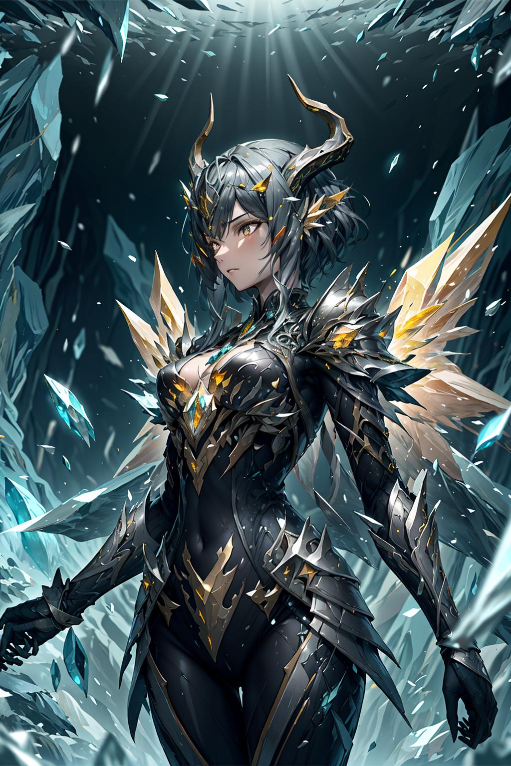 KREA - character concept art of a woman with fire dragon horns and wings |  | very anime, dragon scales, cute - fine - face, pretty face, realistic  shaded perfect face, fine